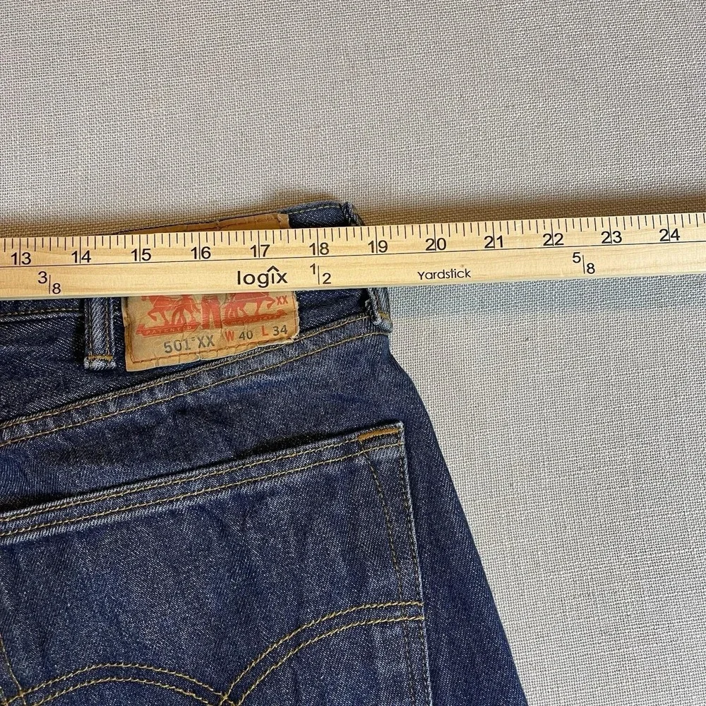 Levis Jeans Mens 40x34 Blue 501 XX Straight Fit Button‎ Fly Dark Wash Denim